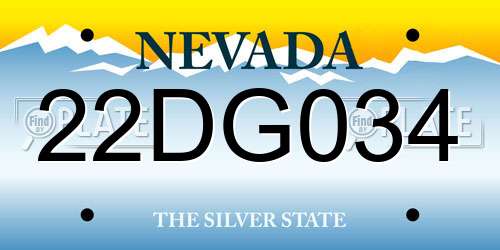 22DG034 Nevada License Plate