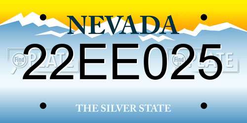 22EE025 Nevada License Plate