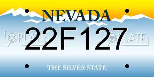 22F127 Nevada License Plate