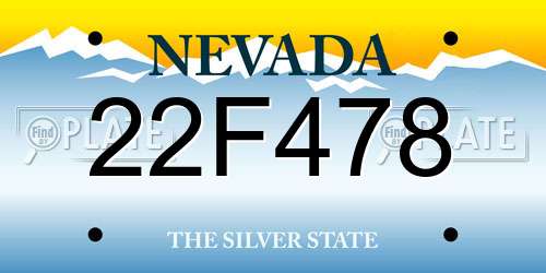 22F478 Nevada License Plate