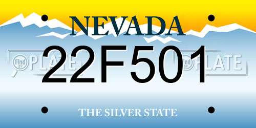 22F501 Nevada License Plate