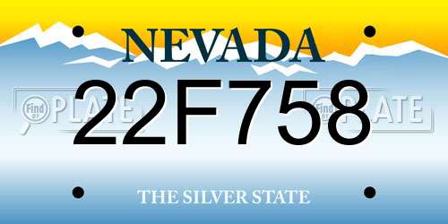 22F758 Nevada License Plate