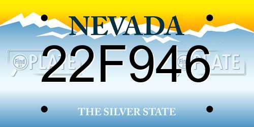 22F946 Nevada License Plate