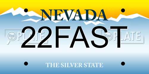 22FAST Nevada License Plate