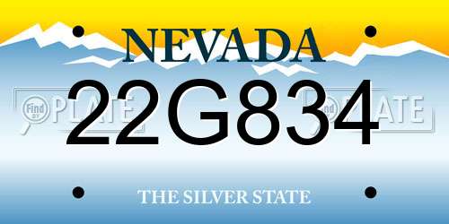 22G834 Nevada License Plate