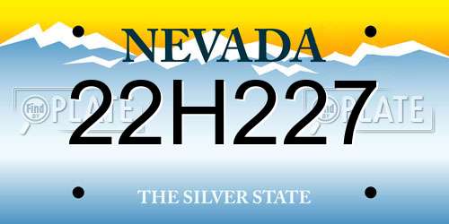 22H227 Nevada License Plate
