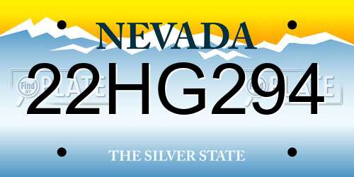 22HG294 Nevada License Plate