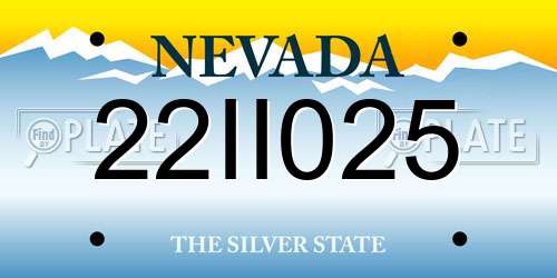 22II025 Nevada License Plate
