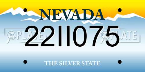 22II075 Nevada License Plate
