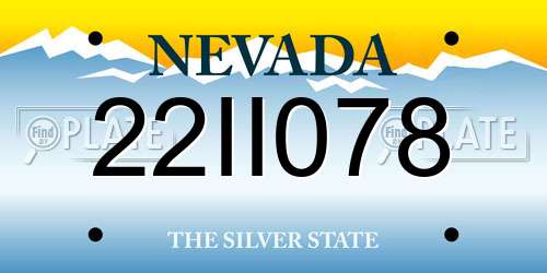 22II078 Nevada License Plate