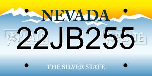 22JB255 Nevada License Plate