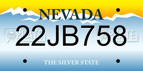 22JB758 Nevada License Plate