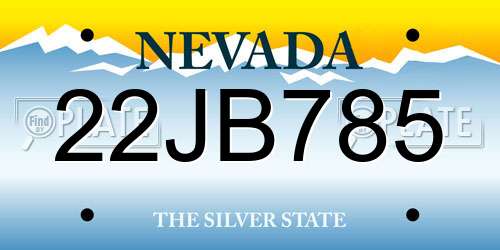 22JB785 Nevada License Plate