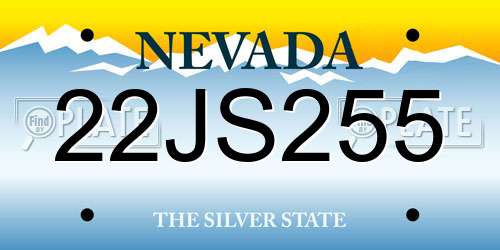 22JS255 Nevada License Plate