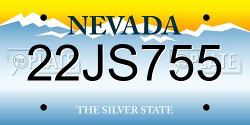 22JS755 Nevada License Plate