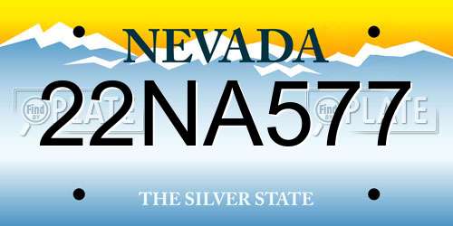 22NA577 Nevada License Plate