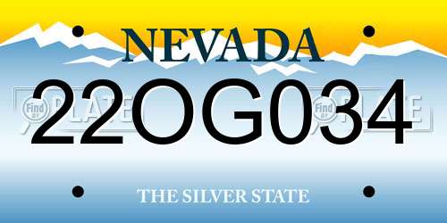 22OG034 Nevada License Plate