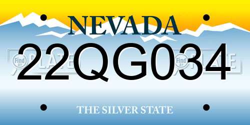 22QG034 Nevada License Plate