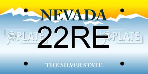22RE Nevada License Plate
