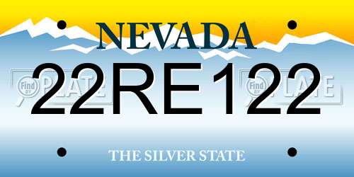 22RE122 Nevada License Plate
