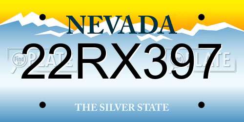 22RX397 Nevada License Plate