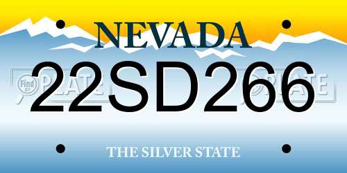 22SD266 Nevada License Plate