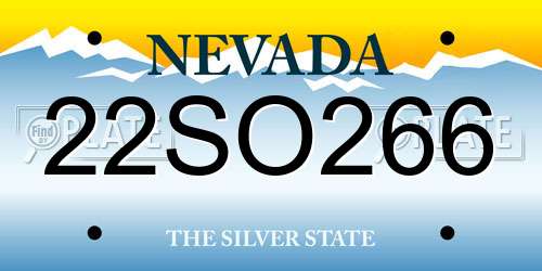 22SO266 Nevada License Plate