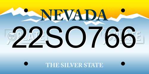 22SO766 Nevada License Plate