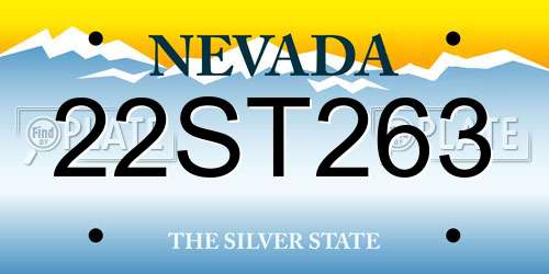 22ST263 Nevada License Plate