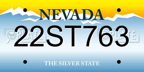 22ST763 Nevada License Plate