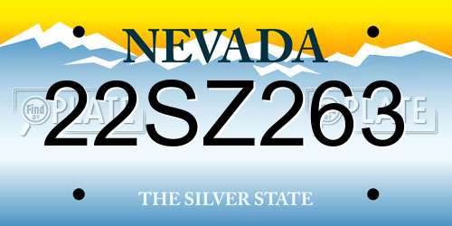 22SZ263 Nevada License Plate