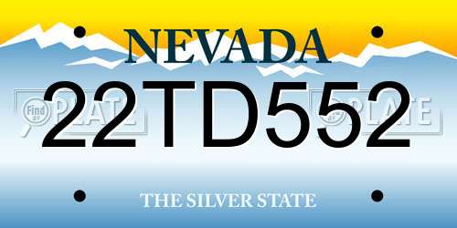 22TD552 Nevada License Plate