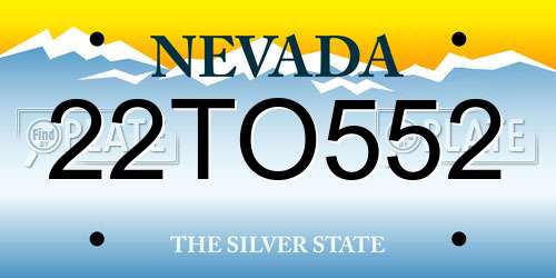 22TO552 Nevada License Plate