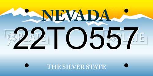 22TO557 Nevada License Plate