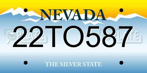 22TO587 Nevada License Plate