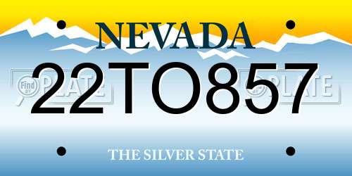 22TO857 Nevada License Plate