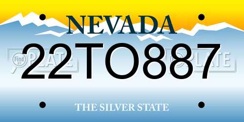 22TO887 Nevada License Plate