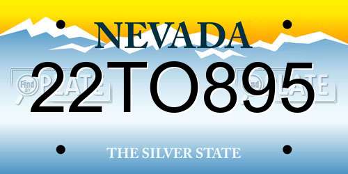 22TO895 Nevada License Plate