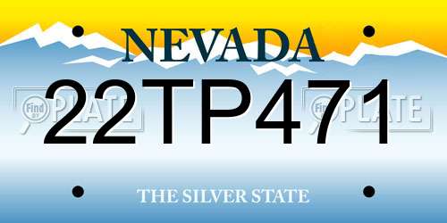 22TP471 Nevada License Plate
