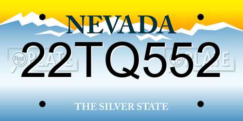 22TQ552 Nevada License Plate