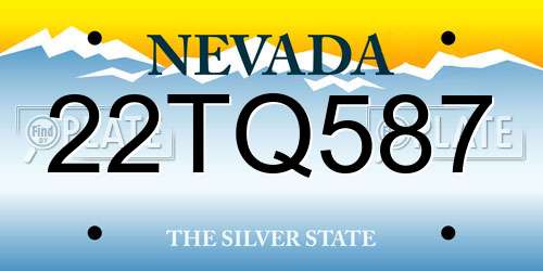 22TQ587 Nevada License Plate