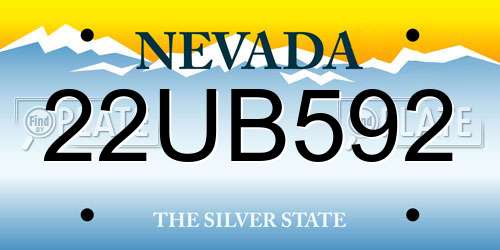 22UB592 Nevada License Plate