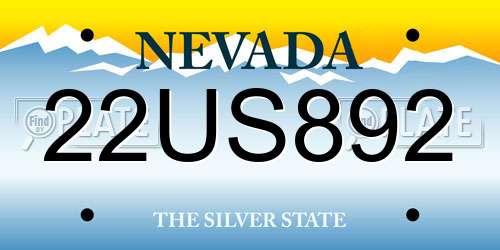 22US892 Nevada License Plate