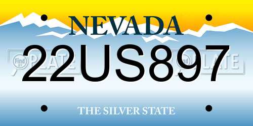 22US897 Nevada License Plate