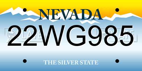 22WG985 Nevada License Plate