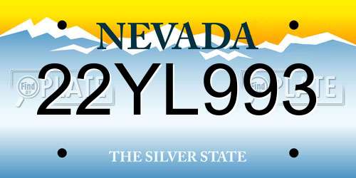 22YL993 Nevada License Plate