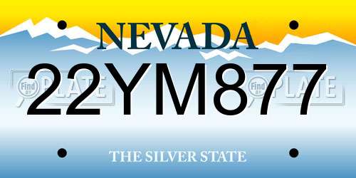 22YM877 Nevada License Plate