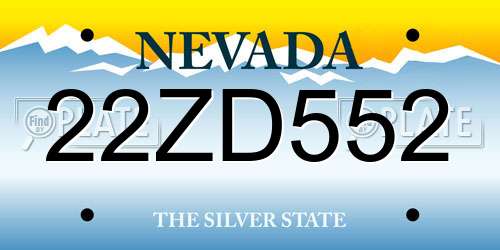 22ZD552 Nevada License Plate