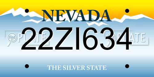 22ZI634 Nevada License Plate