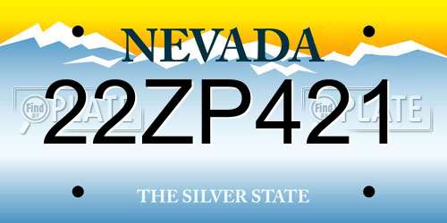 22ZP421 Nevada License Plate